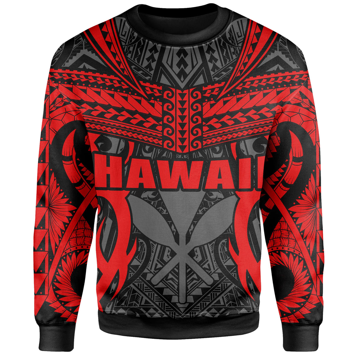 Hawaii Polynesian Tribal Kanaka Maoli Sweatshirt - AH - Red - Mark Style - Polynesian Pride