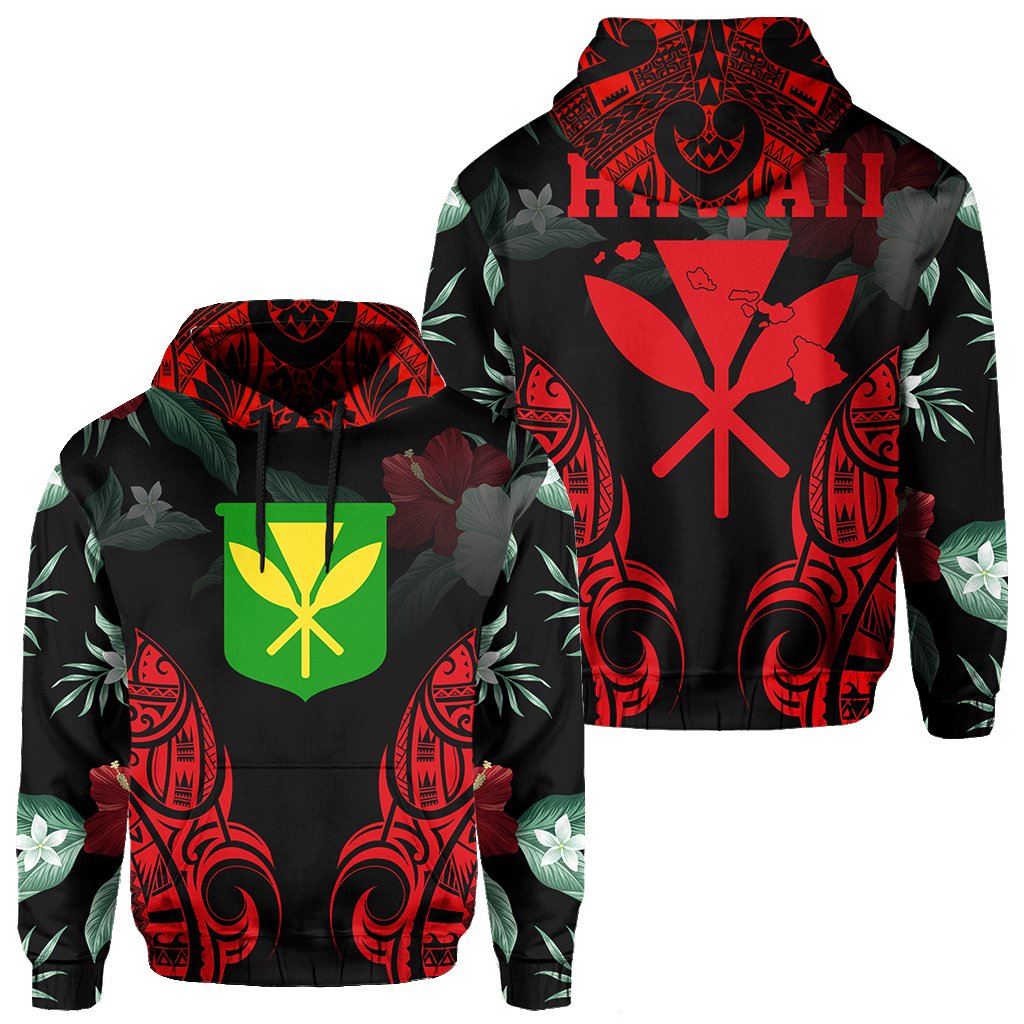 Polynesian Tropic Kanaka Maoli Hibiscus Hawaii Hoodie Red Unisex Red - Polynesian Pride