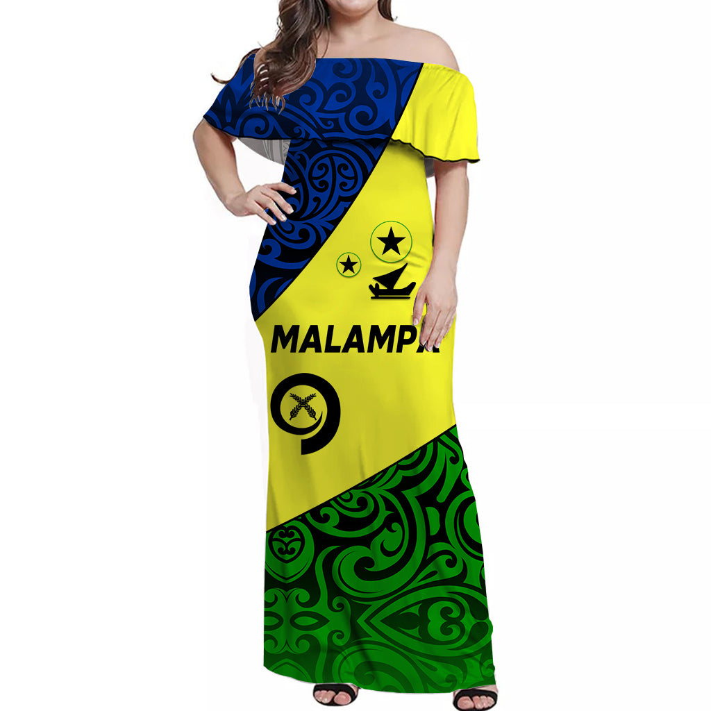 Malampa Province Off Shoulder Long Dress Vanuatu Pattern LT13 Long Dress Red - Polynesian Pride