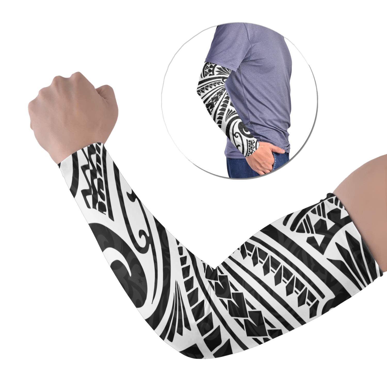 Polynesian Tribal Tattoo Arm Sleeve 43 (Set of Two) No.1 LT6 Set of 2 Black - Polynesian Pride