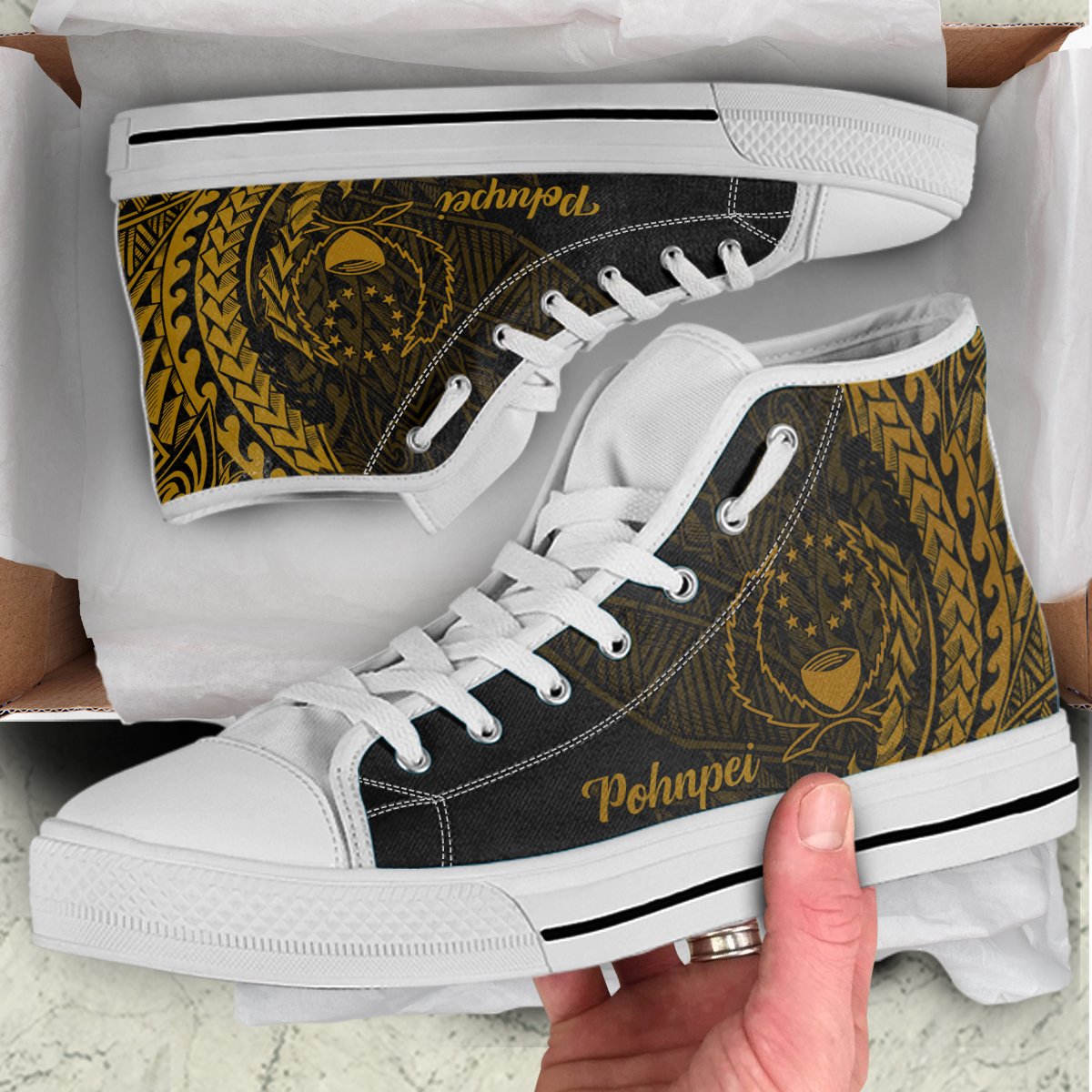 Pohnpei High Top Shoes - Wings Style - Polynesian Pride