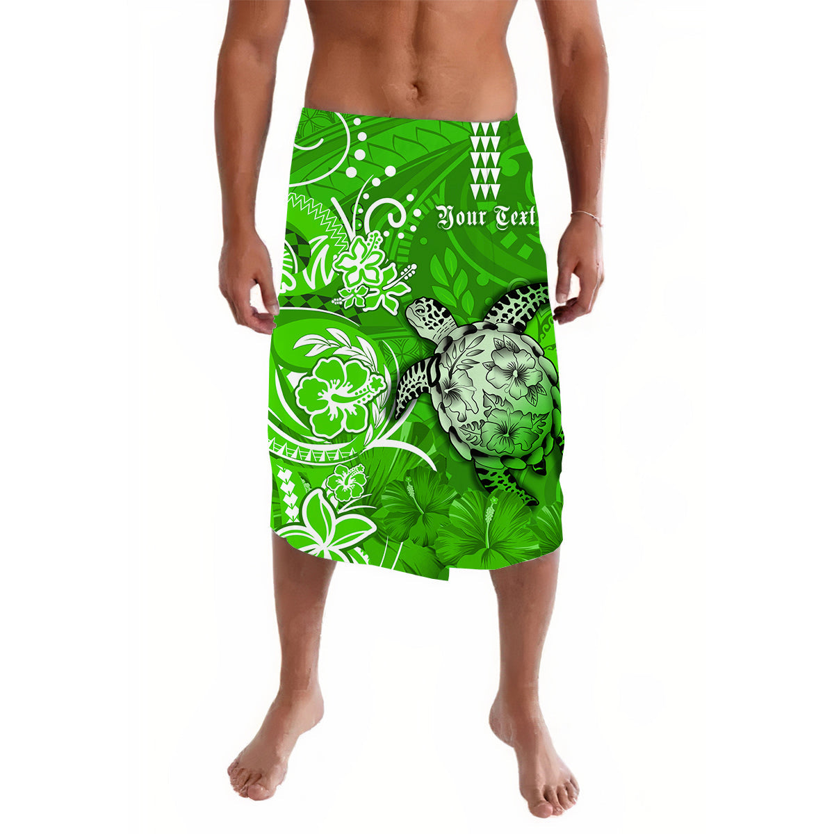 Custom Hawaii Lavalava Polynesian Green Sea Turtle Honu and Map LT13 Green - Polynesian Pride