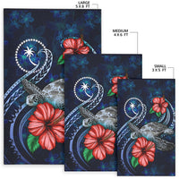 Chuuk Polynesian Area Rug - Blue Turtle Hibiscus - Polynesian Pride