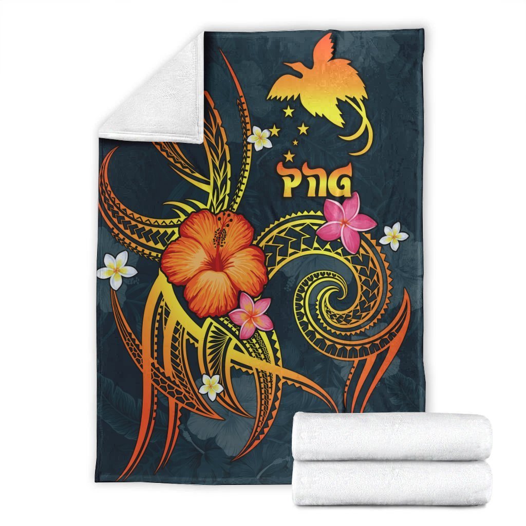 Papua New Guinea Polynesian Premium Blanket - Legend of Papua New Guinea (Blue) - Polynesian Pride