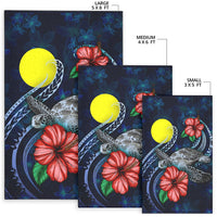 Palau Polynesian Area Rug - Blue Turtle Hibiscus - Polynesian Pride