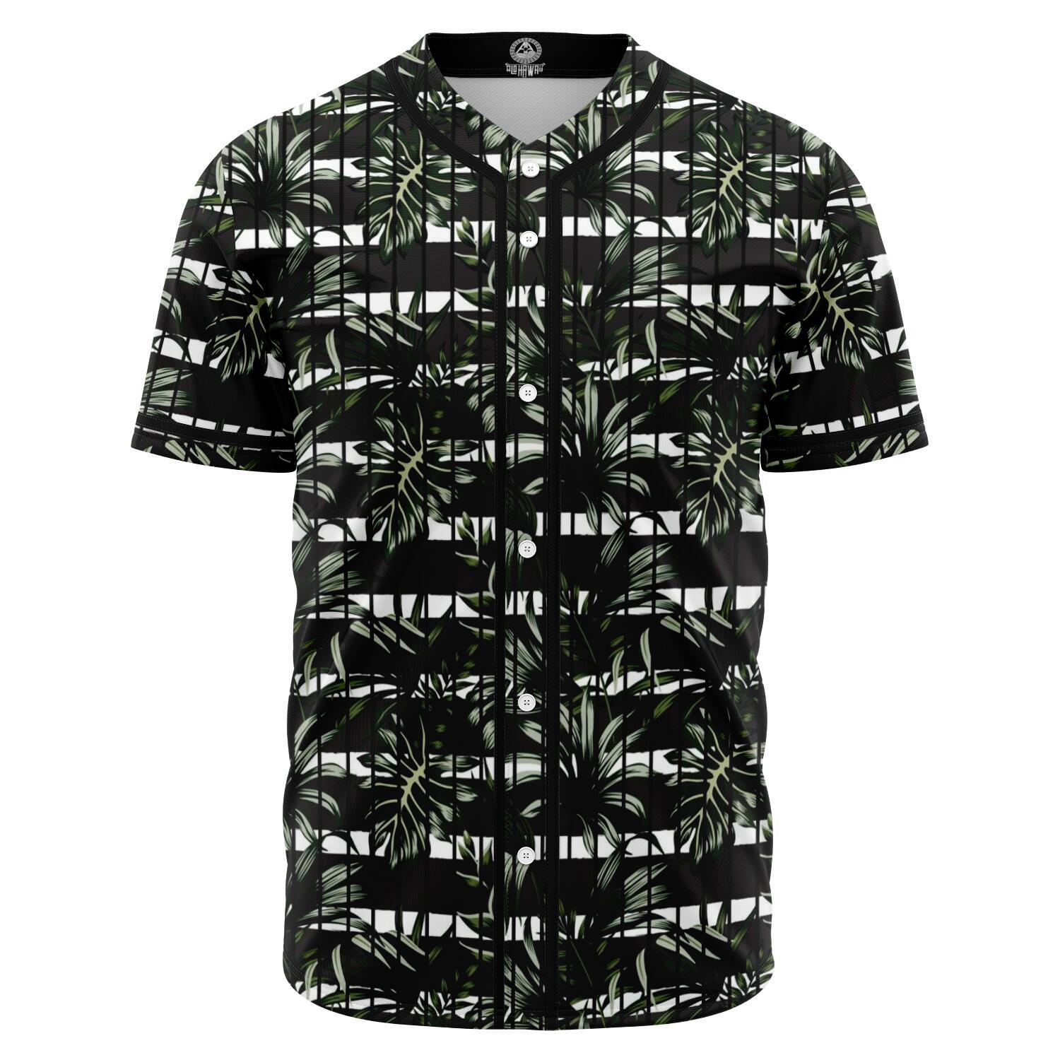 Tropical Line Patttern Baseball Jersey Black - Polynesian Pride