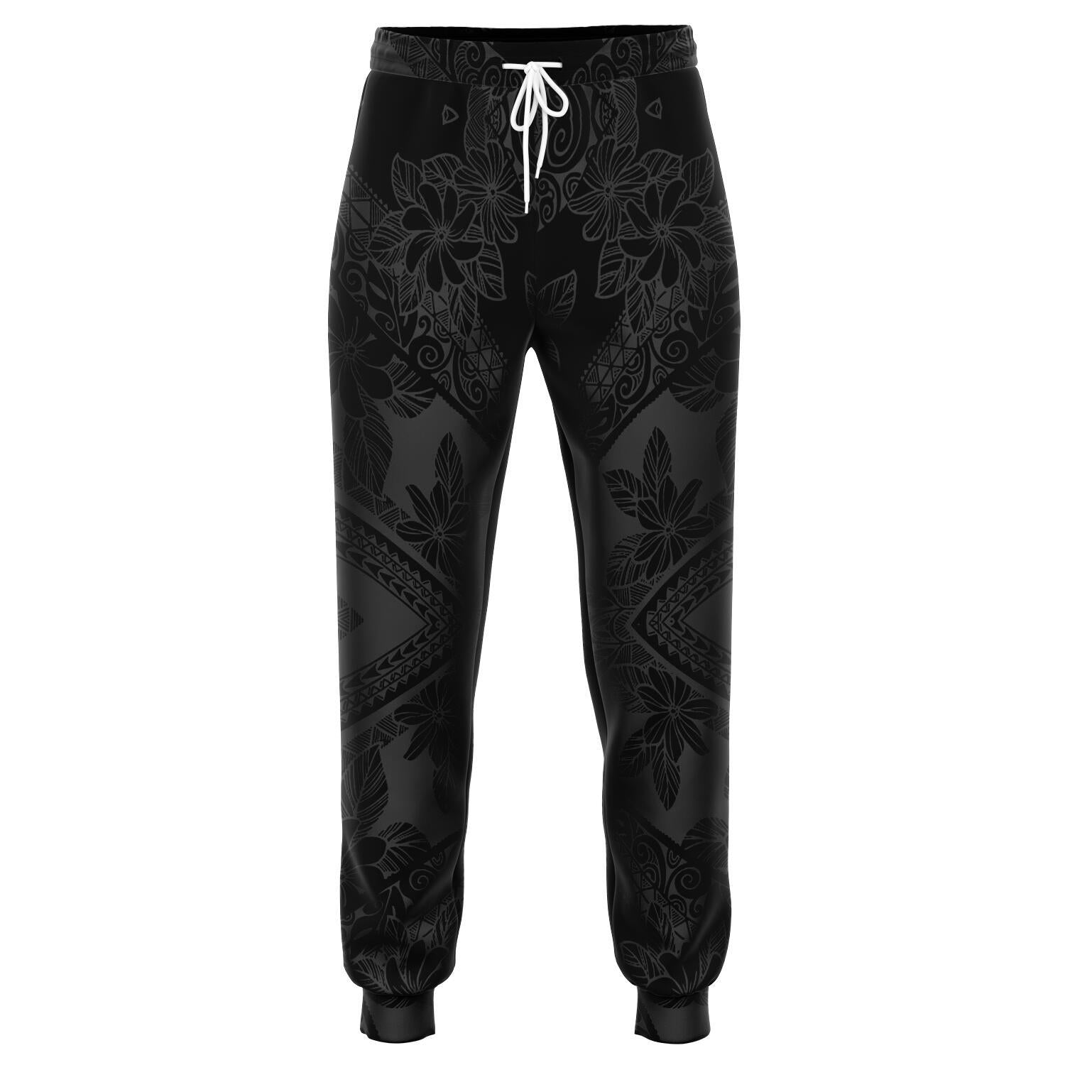 Polynesian Plumeria Mix Gray Black Joggers Unisex Gray - Polynesian Pride