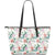 Hawaii Tropical Pattern With Orchids, Leaves And Gold Chains. Large Leather Tote Green - Polynesian Pride