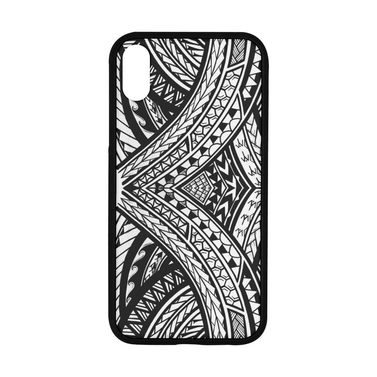 Polynesian 02 Rubber Phone Case One Size iPhone XR (6.1") Black - White - Polynesian Pride