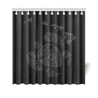 Hawaii Kakau Polynesian Turtle Map Shower Curtain - Grey 177 x 172 (cm) Grey - Polynesian Pride