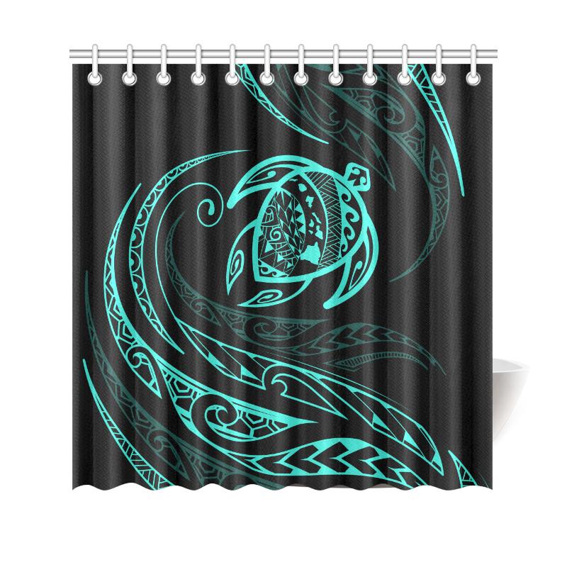 Hawaii Turtle Shower Curtain - Turquoise - Frida Style - Polynesian Pride