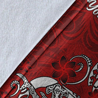 Fiji Custom Personalised Premium Blanket - Turtle Plumeria (Red) - Polynesian Pride