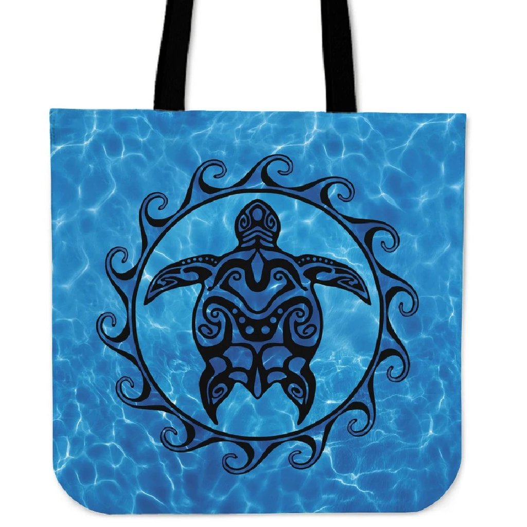 Turtle Polynesia Sea Tote Bag Tote Bag One Size Blue - Polynesian Pride