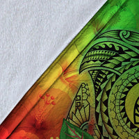 Guam Premium Blanket - Manta Ray Tropical Flowers (Green) - Polynesian Pride