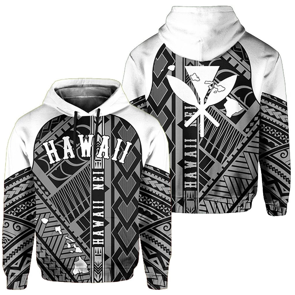 Hawaii Nei Hoodie Polynesian White Unisex Blue - Polynesian Pride