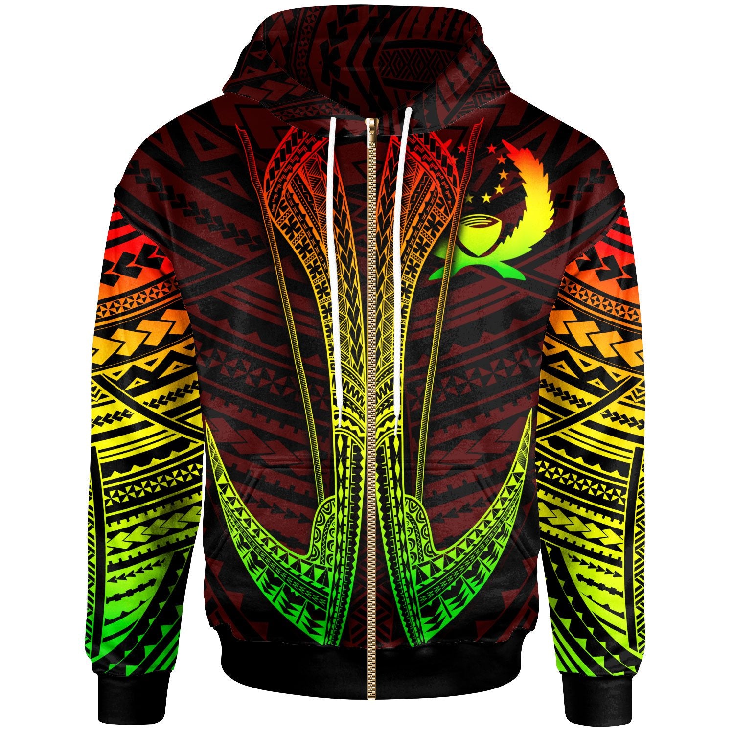 Pohnpei Custom Zip Hoodie Fish Hook Unisex Red - Polynesian Pride