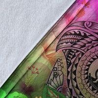 Vanuatu Premium Blanket - Manta Ray Tropical Flowers - Polynesian Pride