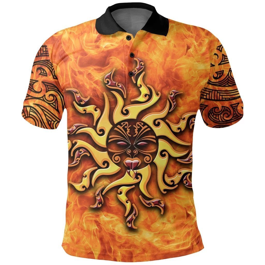 New Zealand Maori Polo Shirt Tamanuitera The Sun Unisex Black - Polynesian Pride