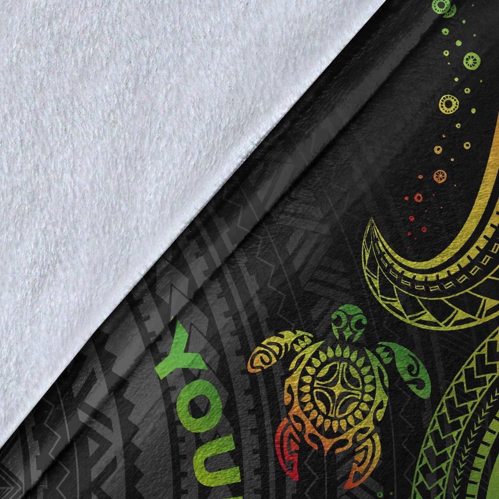 Guam Custom Personalised Premium Blanket - Reggae Turtle - Polynesian Pride