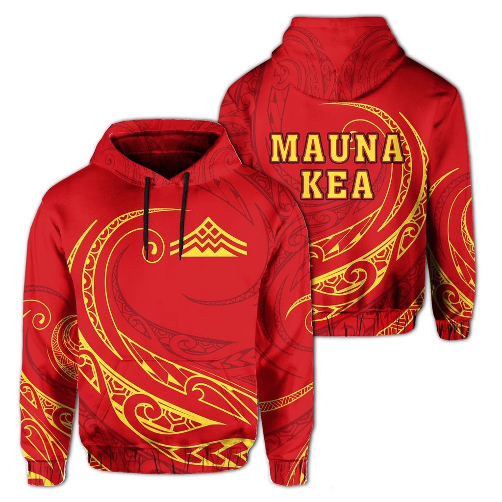 Hawaiian Mauna Kea Polynesian Hoodie Frida Style Unisex Red - Polynesian Pride