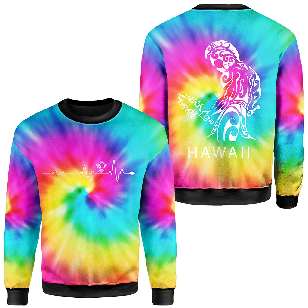 Hawaiian Warrior Sweatshirt Tie Dye Unisex Yellow - Polynesian Pride