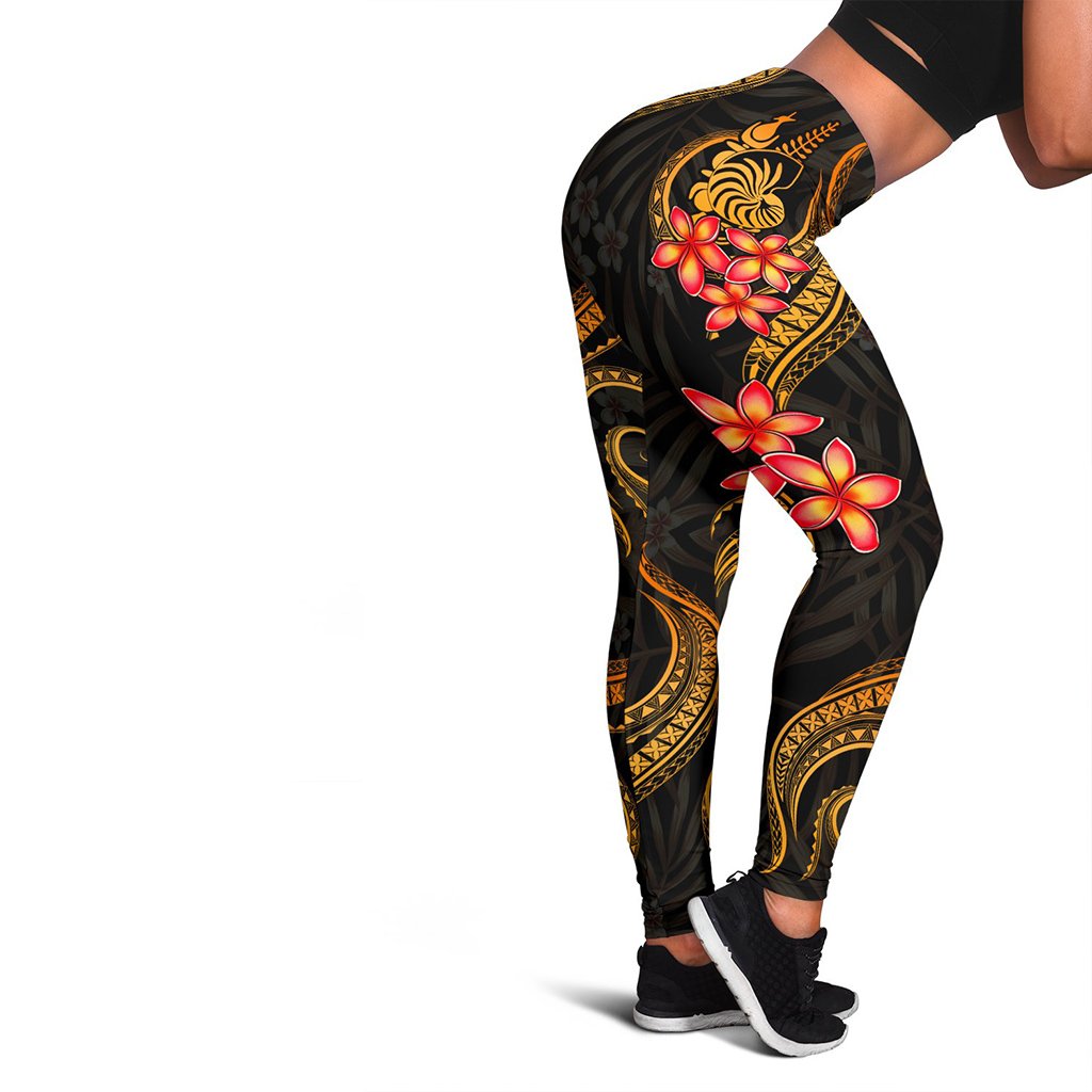 New Caledonia Polynesian Women Legging - Gold Plumeria - Polynesian Pride