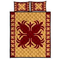 Hawaiian Quilt Pattern Palm Tree Equip Quilt Bed Set Gold - Polynesian Pride