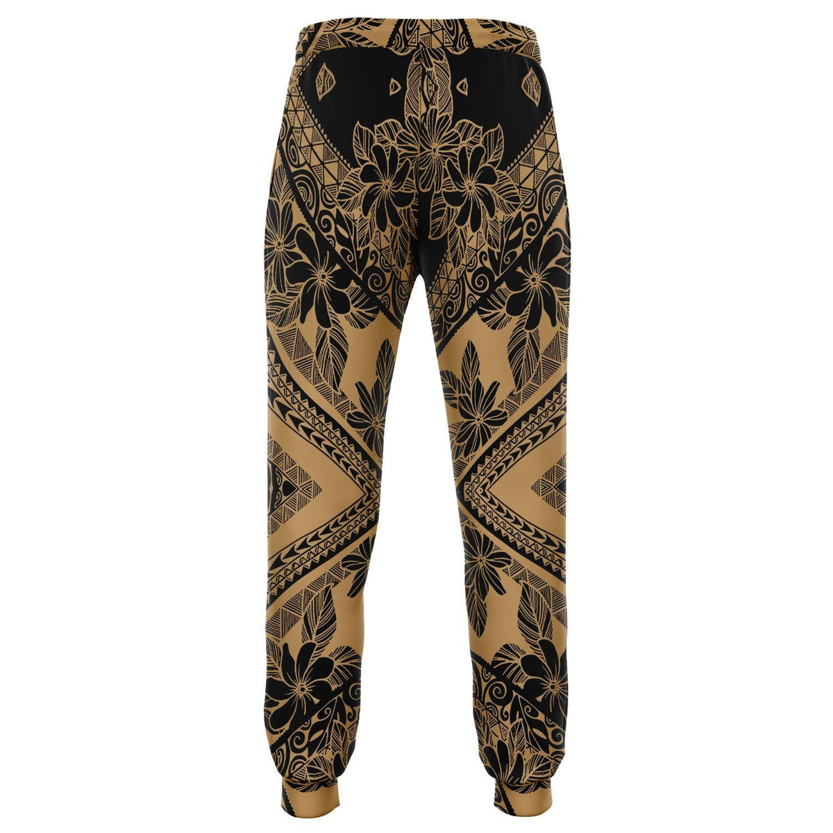 Polynesian Plumeria Mix Gold Black Joggers - Polynesian Pride