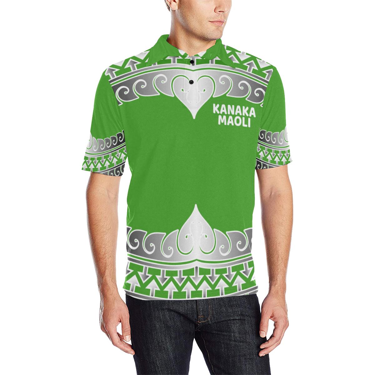 Hawaii Polo Shirt Kanaka Maoli Wave Style Unisex Green - Polynesian Pride