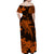 Hawaii Off Shoulder Long Dress Polynesia Orange Shark LT13 - Polynesian Pride