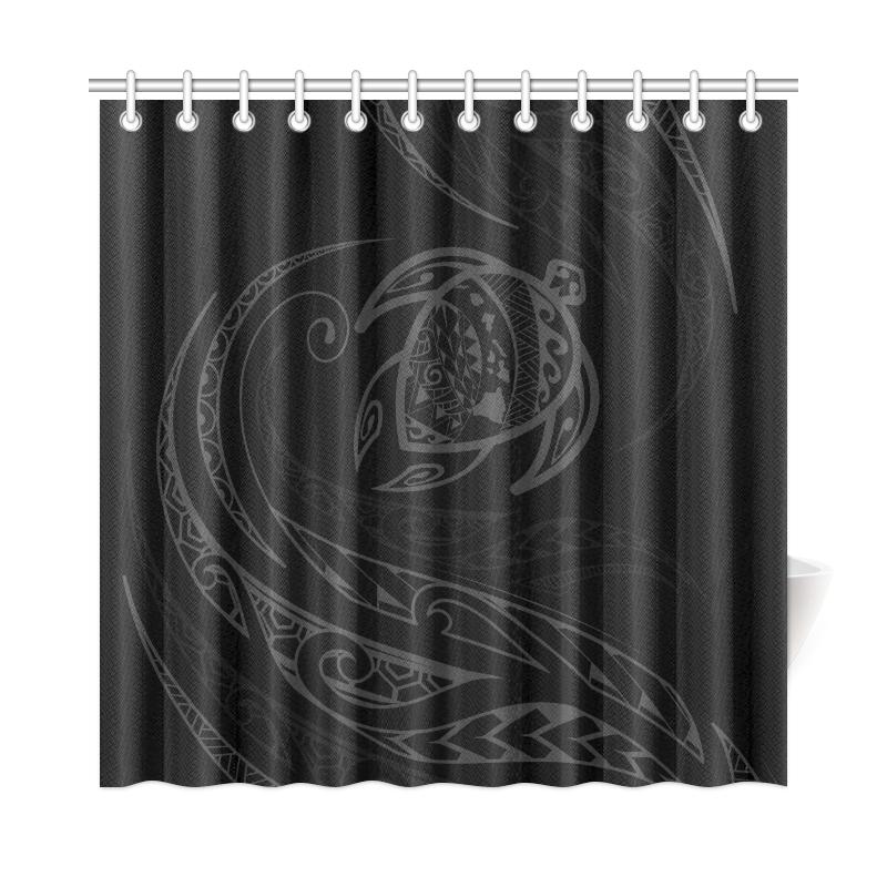 Hawaii Turtle Shower Curtain - Gray - Frida Style 177 x 172 (cm) Black - Polynesian Pride