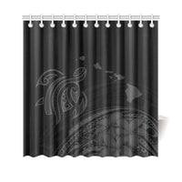 Hawaii Map Plumeria Polynesian Gray Turtle Shower Curtain 177 x 172 (cm) Gray - Polynesian Pride