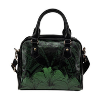 Personalised - Hawaii Royal Hibiscus Polynesian Tribal Shoulder Handbag Green AH - Polynesian Pride