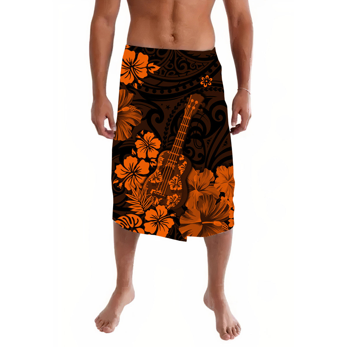 Hawaii Lavalava Polynesian Orange Ukulele Flowers LT13 Orange - Polynesian Pride