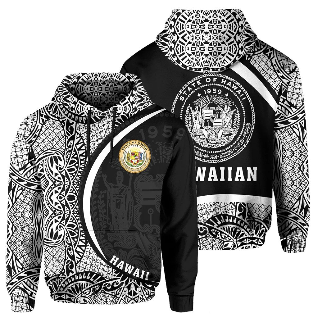 Hawaii Polynesian Hoodie White Round Style Unisex White - Polynesian Pride