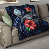 Guam Polynesian Premium Quilt - Blue Turtle Hibiscus - Polynesian Pride