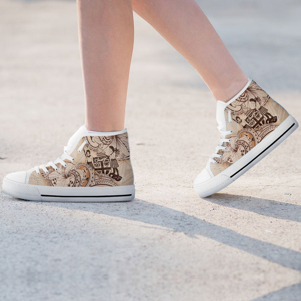 Fiji High Top Shoes - Hibiscus Flowers Vintage Style - Polynesian Pride