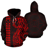 Hawaii Tattoo Hoodie Red Unisex Red - Polynesian Pride