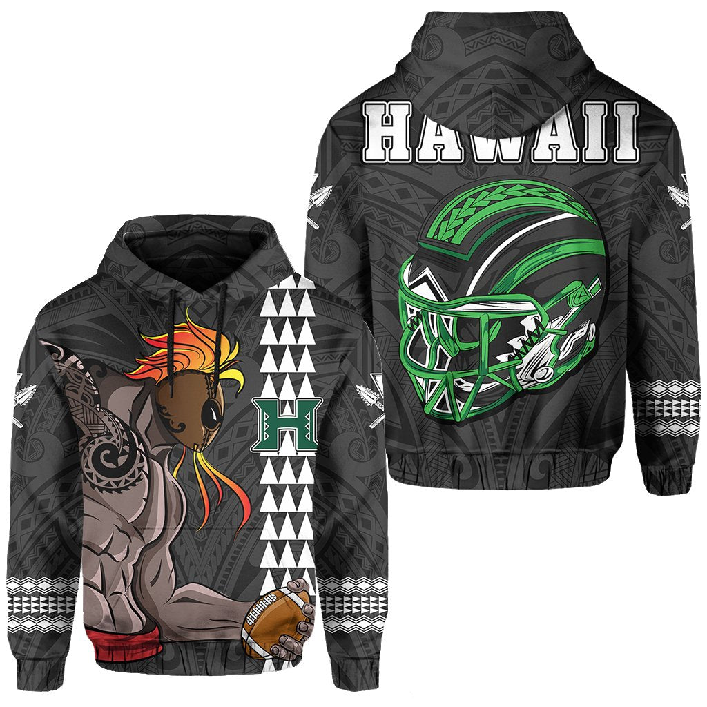 Polynesian Warrior Helmet Football Kanaka Kakau Hawaii Hoodie Gray Unisex Gray - Polynesian Pride