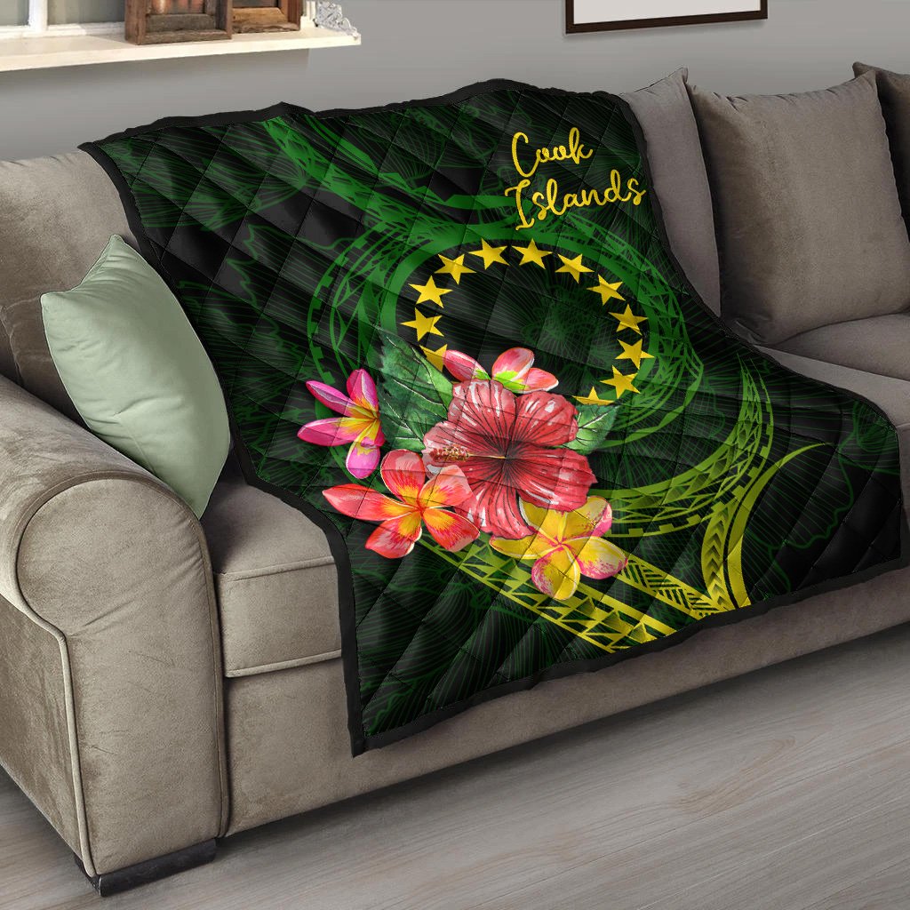 Cook Islands Polynesian Quilt - Floral With Seal Flag Color - Polynesian Pride