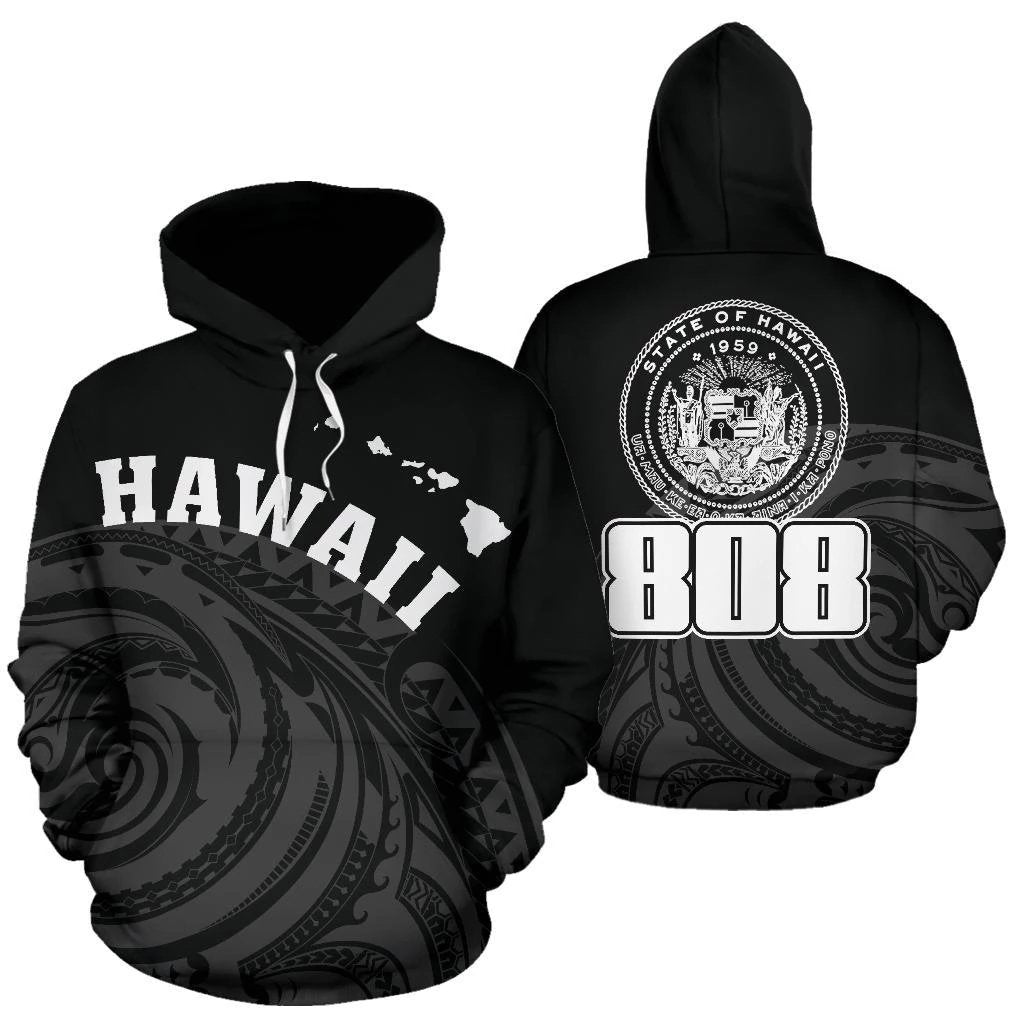 Hawaii Polynesia Hoodie Tatau Style Unisex White - Polynesian Pride