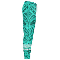 Hawaii Kanaka Map Turquoise Kakau Joggers - Polynesian Pride