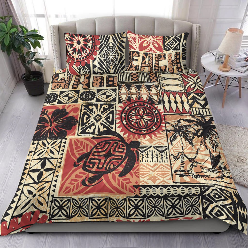 Hawaii Bedding Set - Hawaiian Style Tribal Fabric Patchwork Art - Polynesian Pride