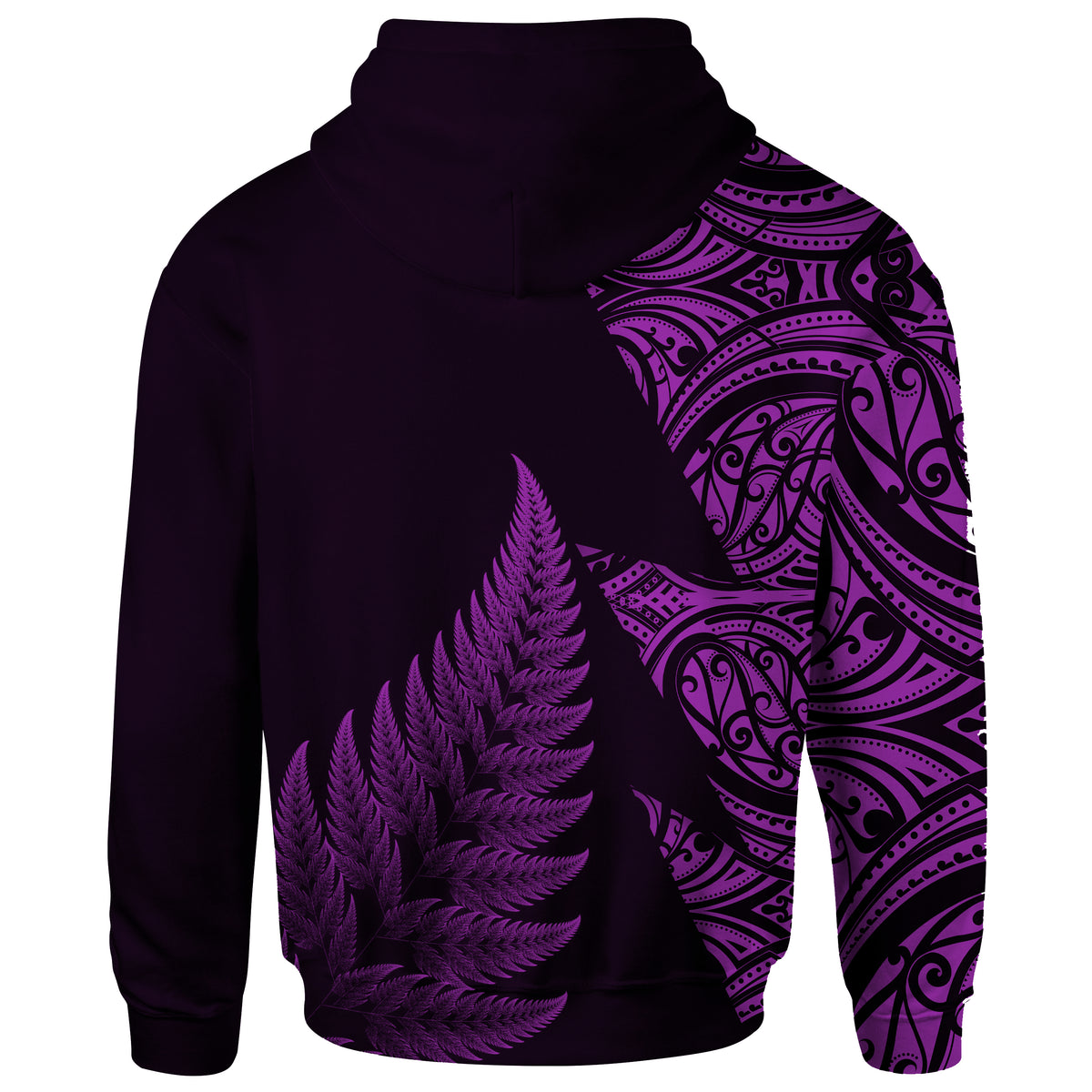 New Zealand Rugby Hoodie Aotearoa Maori Style Purple - Polynesian Pride
