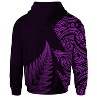 New Zealand Rugby Hoodie Aotearoa Maori Style Purple - Polynesian Pride
