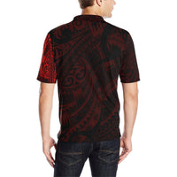 Maori Tattoo Style Black and Red Polo T Shirt - Polynesian Pride
