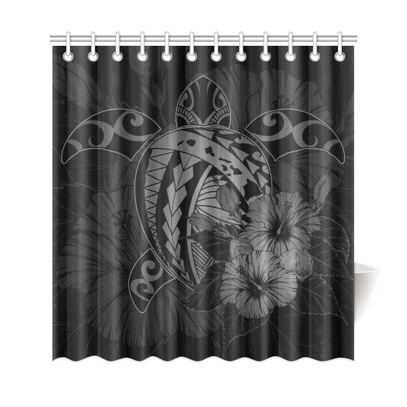 Hawaii Hibiscus Shower Curtain - Harold Turtle - Gray - Polynesian Pride