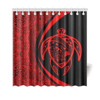 Hawaii Turtle Map Polynesian Shower Curtain - Red - Circle Style - Polynesian Pride