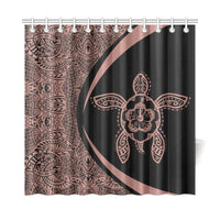 Hawaii Turtle Polynesian Shower Curtain-Circle Style Pink And Black - Polynesian Pride
