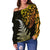 Lion Maori Off Shoulder Sweater Aotearoa mix Silver Fern LT13 - Polynesian Pride